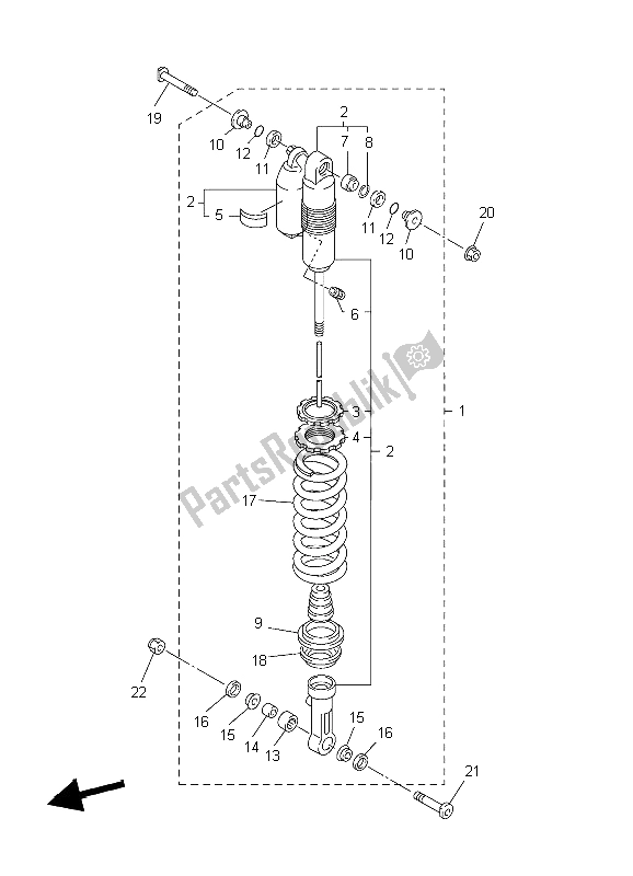 All parts for the Rear Suspension of the Yamaha WR 450F 2004