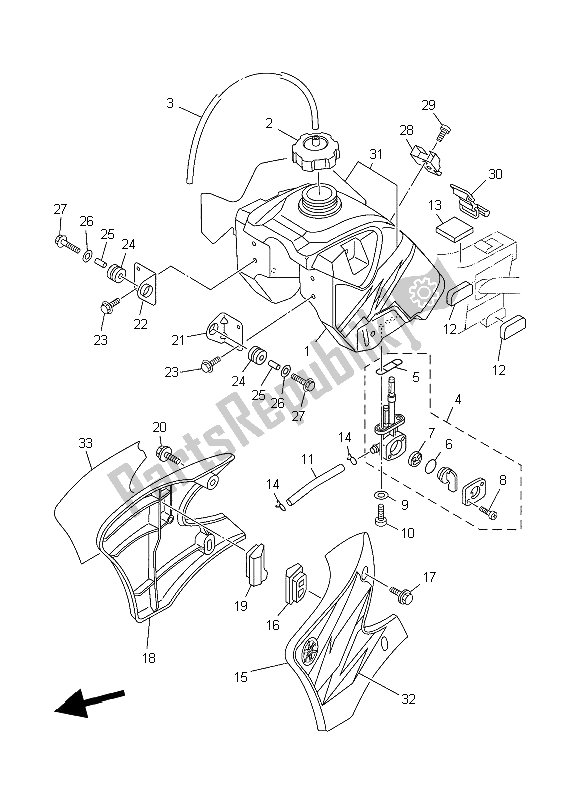 Alle onderdelen voor de Benzinetank van de Yamaha TT R 90 2006