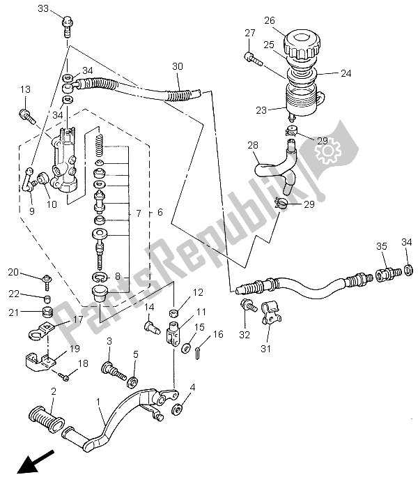 Todas las partes para Cilindro Maestro Trasero de Yamaha YZF 600R Thundercat 1999