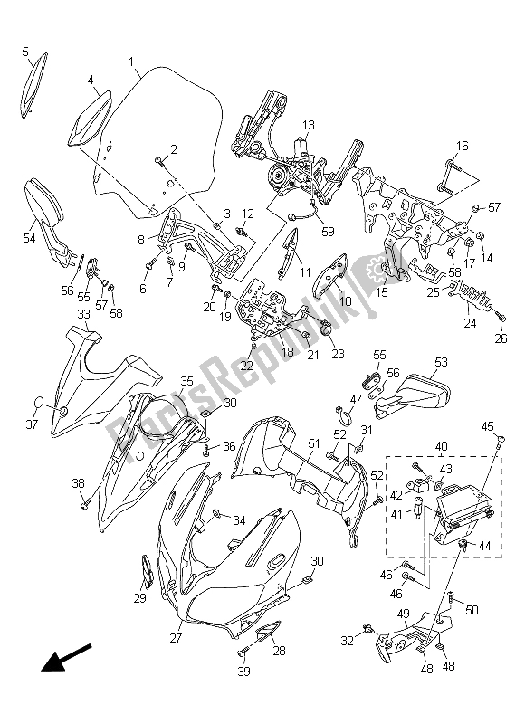 Todas as partes de Capota 1 do Yamaha FJR 1300A 2015