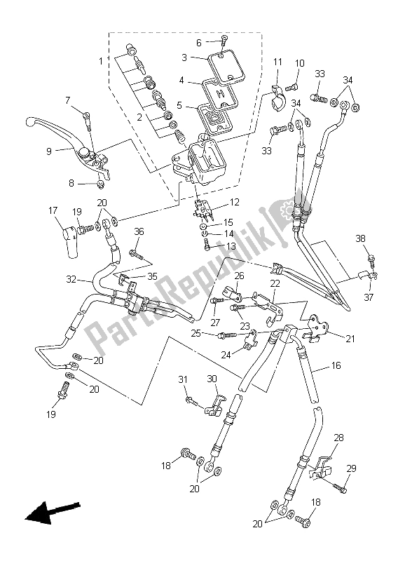 Toutes les pièces pour le Maître-cylindre Avant du Yamaha FJR 1300A 2004