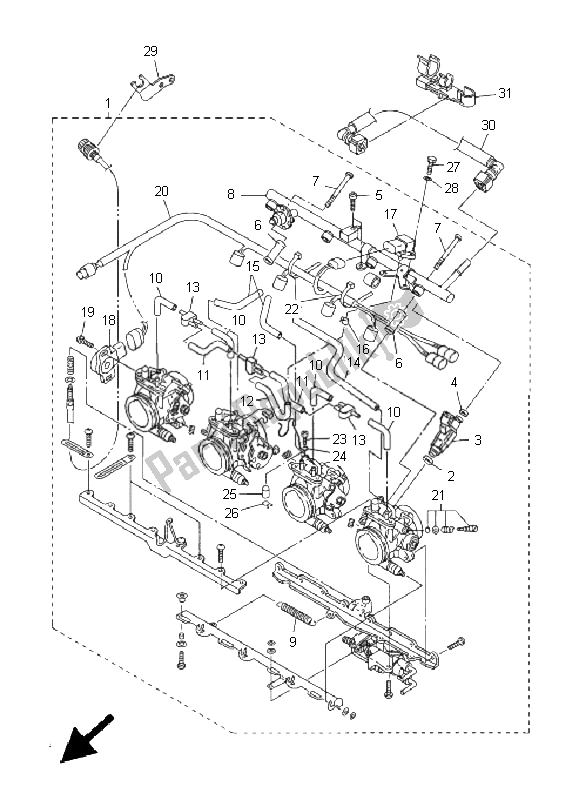 Toutes les pièces pour le Admission 2 du Yamaha FJR 1300 2005