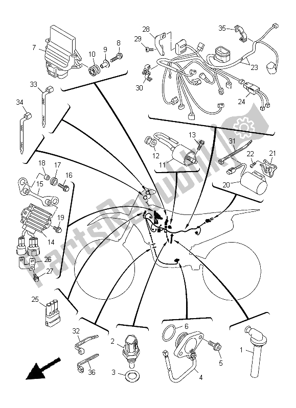 All parts for the Electrical 1 of the Yamaha YZ 450F 2014