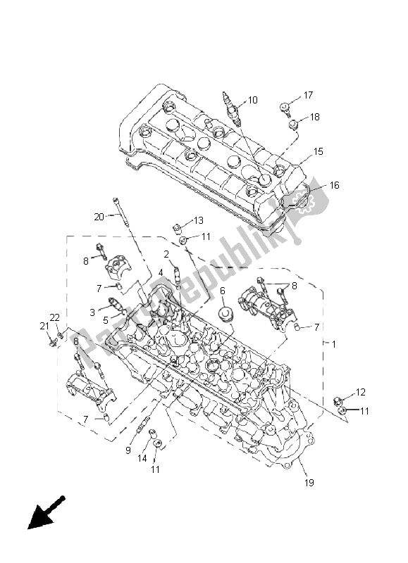 All parts for the Cylinder of the Yamaha FZS 1000 S Fazer 2005