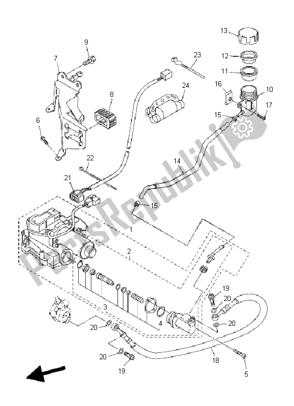 Tutte le parti per il Attuatore Della Frizione del Yamaha FJR 1300 AS 2007