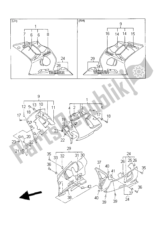 Tutte le parti per il Cowling 2 del Yamaha YZF R6 600 2002