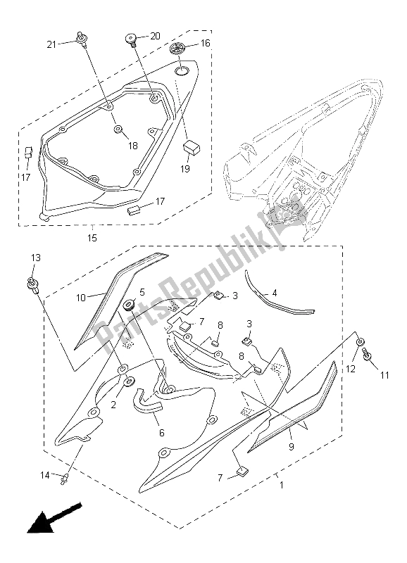 Alle onderdelen voor de Zijdeksel van de Yamaha YZF R6 600 2012