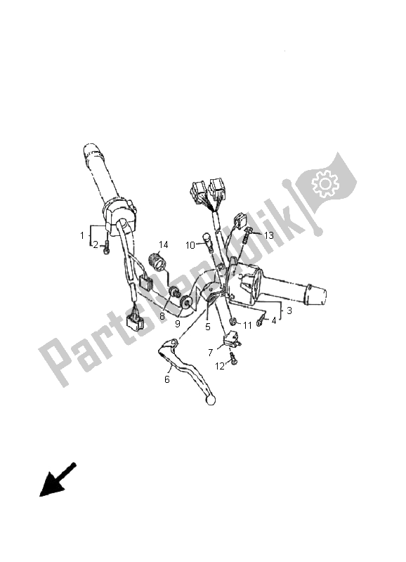 All parts for the Handle Switch & Lever of the Yamaha XJ 600N 2001 All parts for the Handle Switch & Lever of the Yamaha XJ 600N 2001