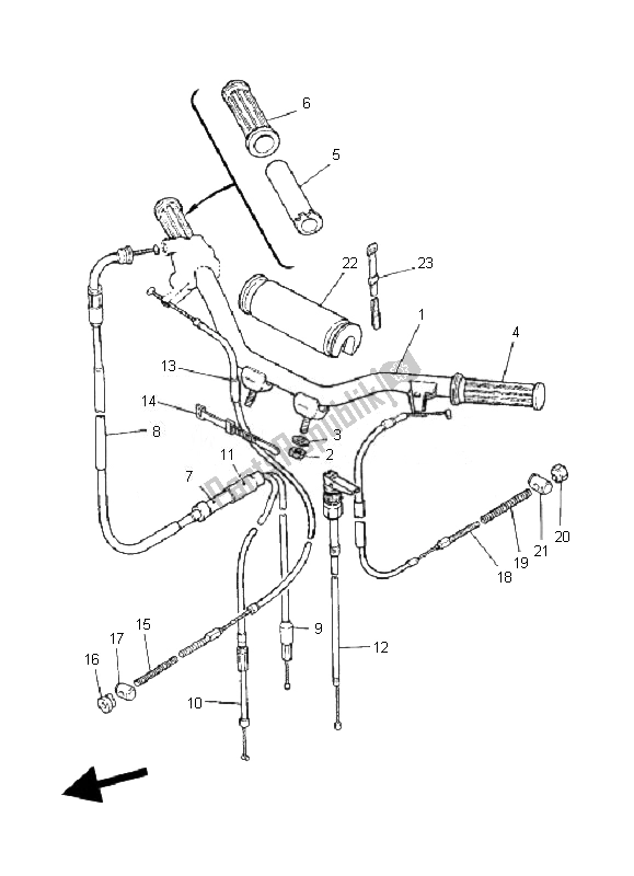 All parts for the Steering Handle & Cable of the Yamaha PW 50 2007