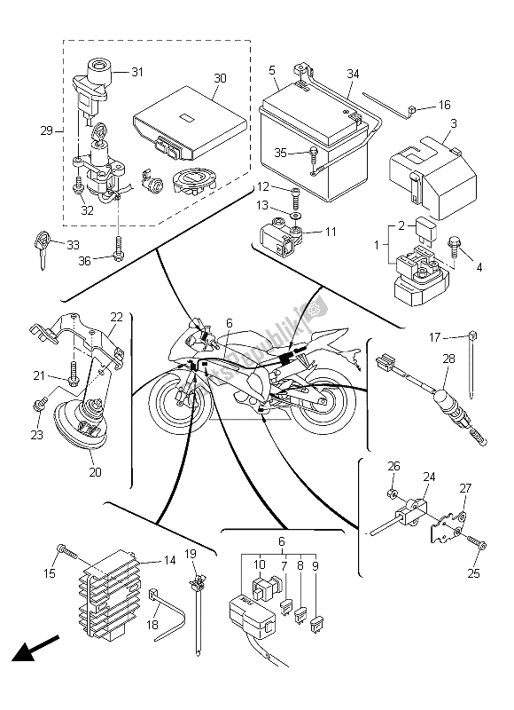 All parts for the Electrical 2 of the Yamaha YZF R6 600 2015