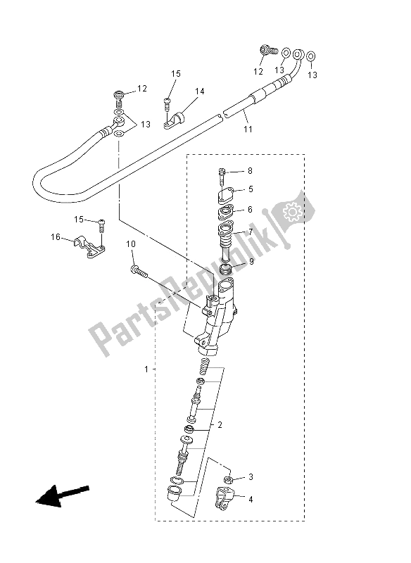 Tutte le parti per il Pompa Freno Posteriore del Yamaha YZ 450F 2008
