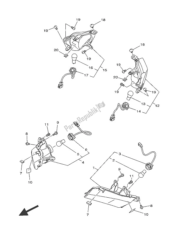 All parts for the Flasher Light of the Yamaha XP 500 2016