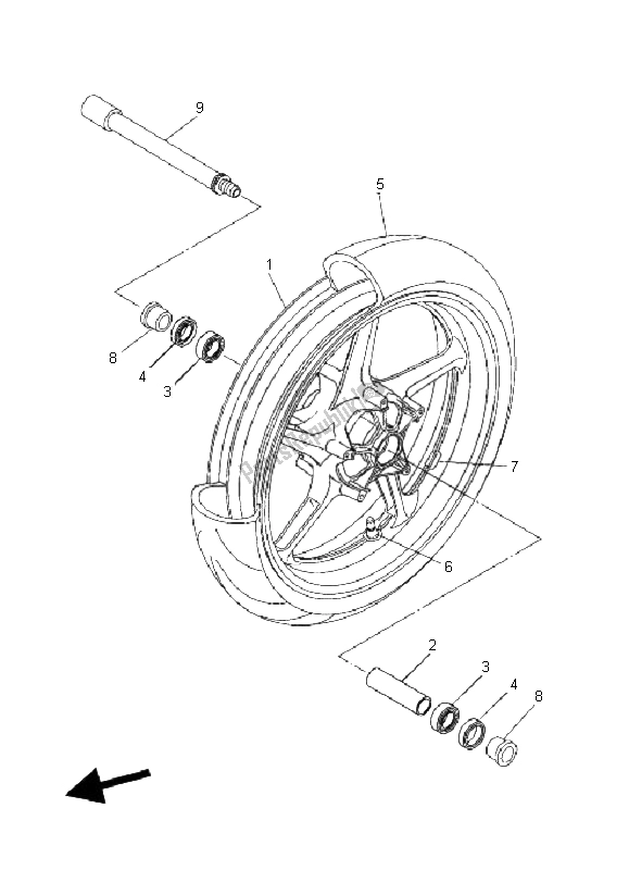 Wszystkie części do Przednie Ko? O Yamaha FZ1 N Fazer 1000 2006