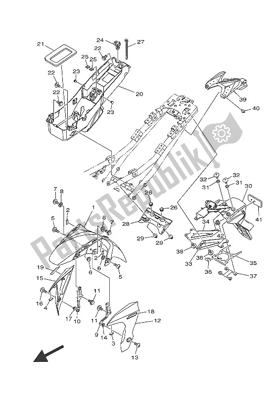 Tutte le parti per il Parafango del Yamaha MT-07 A 700 2016