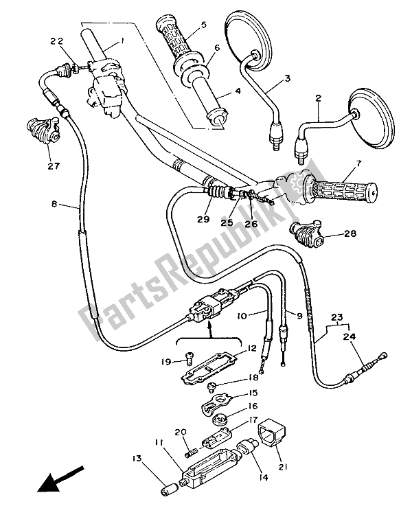 Alle onderdelen voor de Stuurhendel En Kabel van de Yamaha DT 125 LC 1986