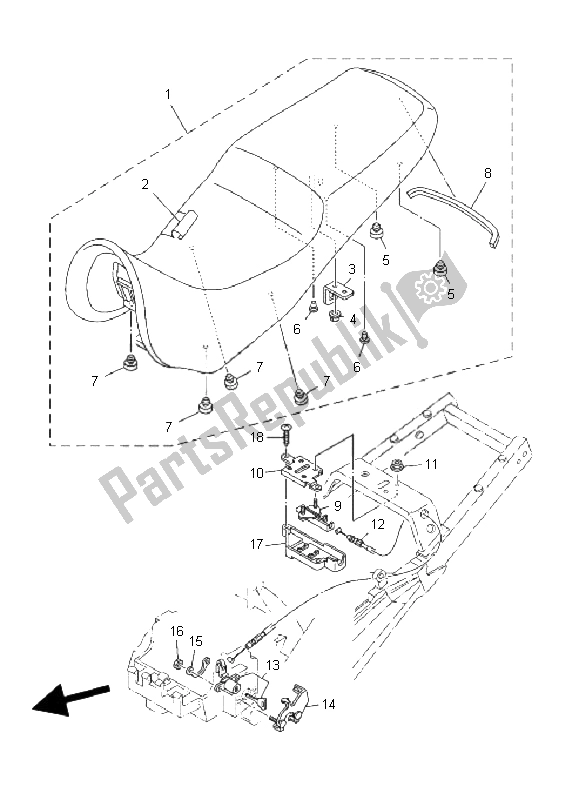 All parts for the Seat of the Yamaha TDM 900 2008