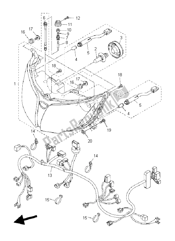 Toutes les pièces pour le Phare du Yamaha FJR 1300A 2009