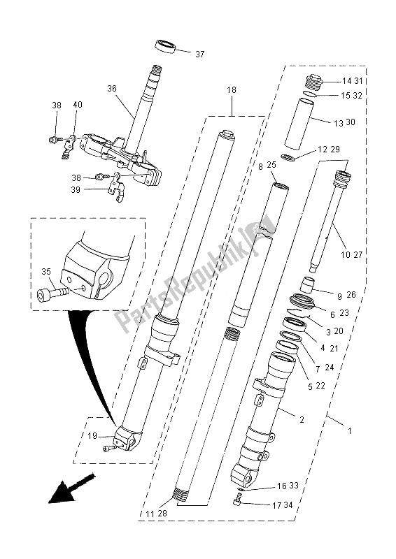 Todas las partes para Tenedor Frontal de Yamaha XT 660X 2014