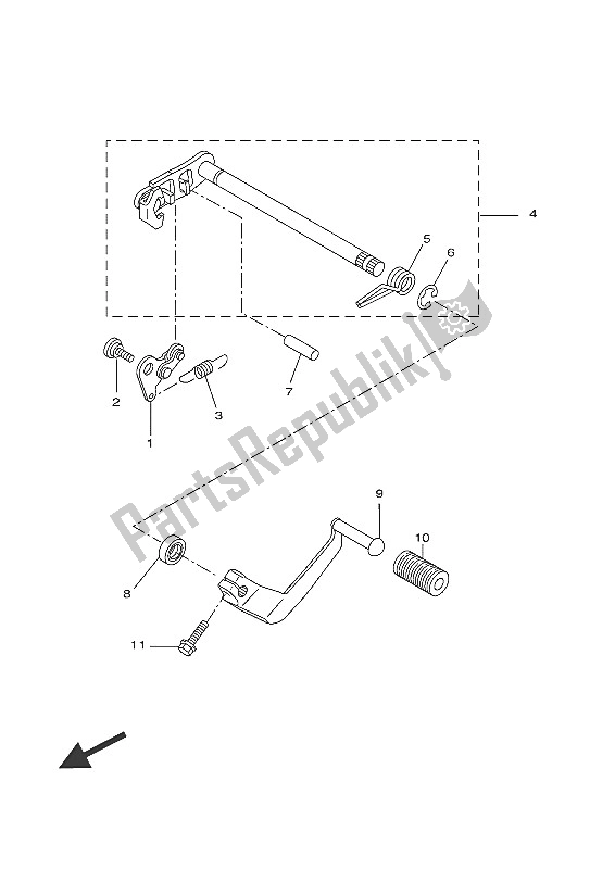 All parts for the Shift Shaft of the Yamaha MT 125A 2016