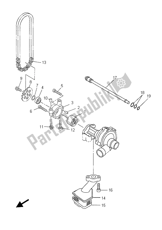 All parts for the Oil Pump of the Yamaha YZF R7 700 1999