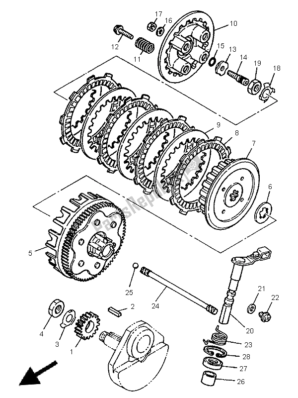 All parts for the Clutch of the Yamaha SR 125 1996