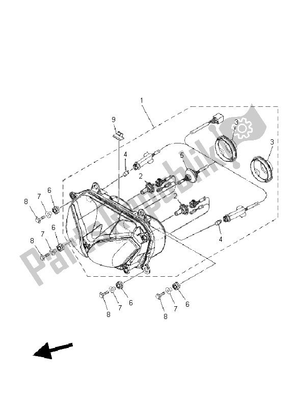 All parts for the Headlight of the Yamaha XT 1200Z Tenere 2011