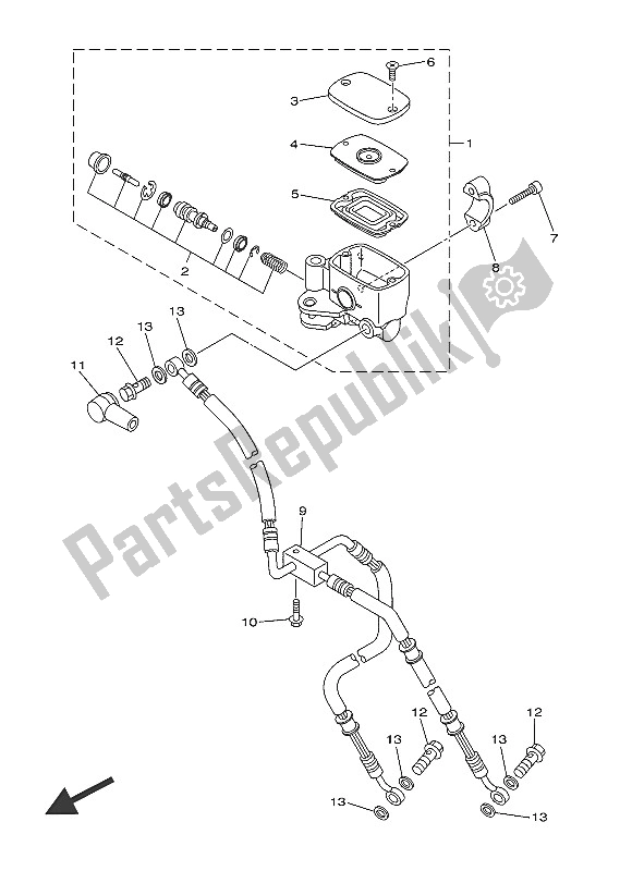 Todas as partes de Cilindro Mestre Dianteiro do Yamaha XVS 1300A 2016