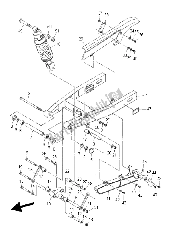 All parts for the Rear Arm & Suspension of the Yamaha XVS 950A 2011