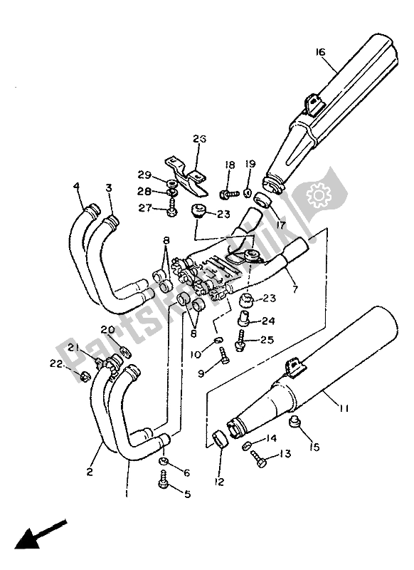 Todas as partes de Escape do Yamaha FJ 1200 1988