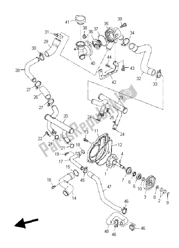 All parts for the Water Pump of the Yamaha VMX 17 1700 2011