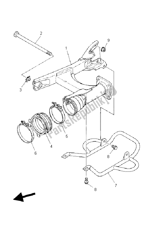 All parts for the Rear Arm of the Yamaha YFM 80R 2004