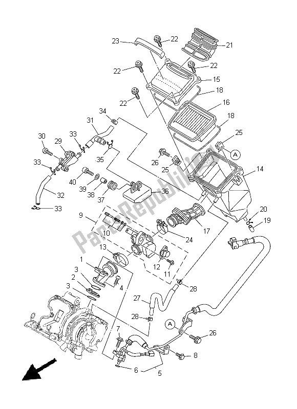 All parts for the Intake of the Yamaha T 135 FI Crypton X 2014