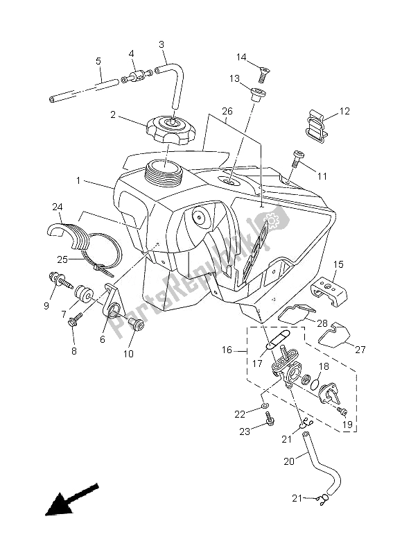 Alle onderdelen voor de Benzinetank van de Yamaha YZ 250 2013