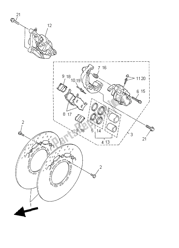 Toutes les pièces pour le étrier De Frein Avant du Yamaha XJ 600S Diversion 2002