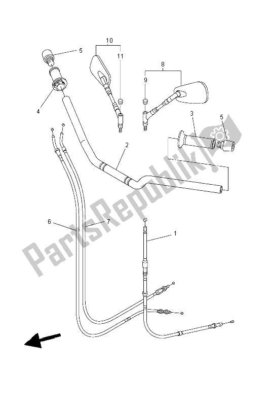 All parts for the Steering Handle & Cable of the Yamaha FZ6 N 600 2004