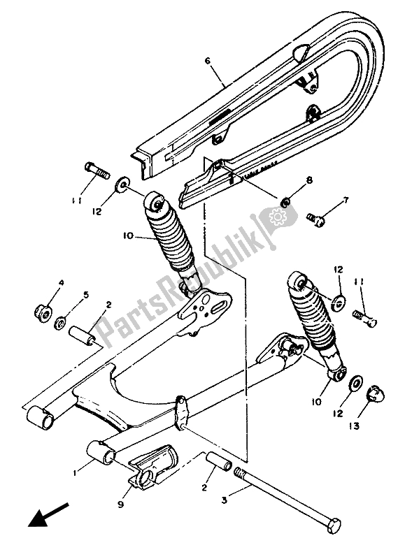 Tutte le parti per il Braccio Posteriore del Yamaha SR 125 1989