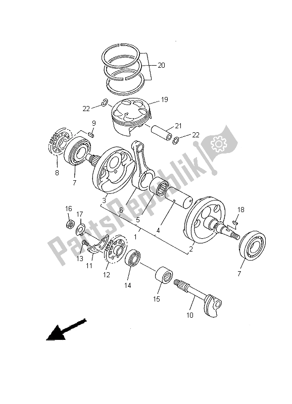 All parts for the Crankshaft & Piston of the Yamaha YZ 426F 2000