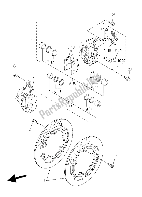 Tutte le parti per il Pinza Freno Anteriore del Yamaha YZF R6 600 2004