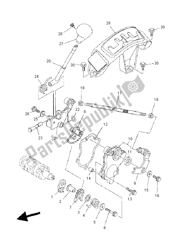 All parts for the Shift Shaft of the Yamaha YFM 700F Grizzly EPS 2011