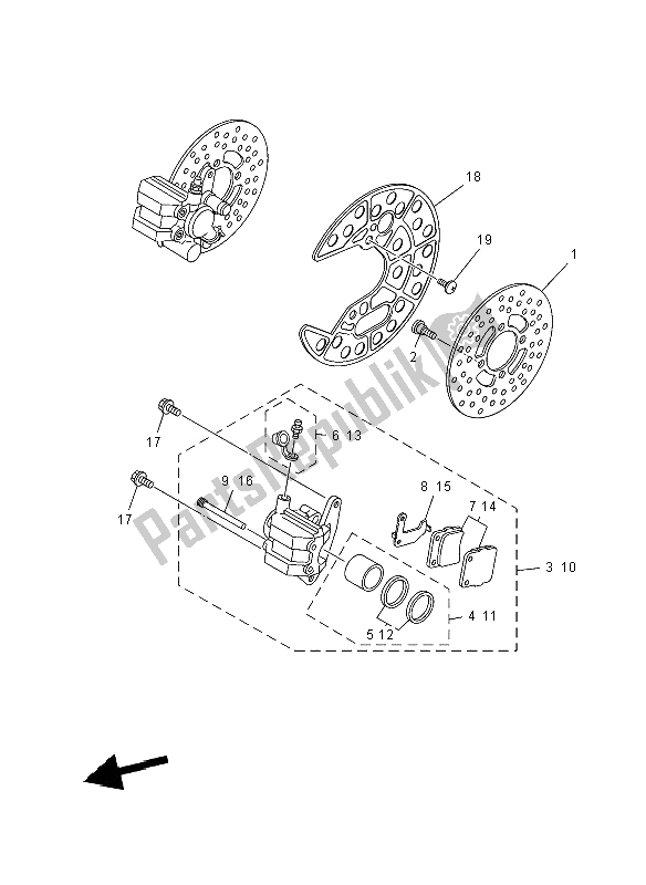 All parts for the Front Brake Caliper of the Yamaha YFM 350R 2012