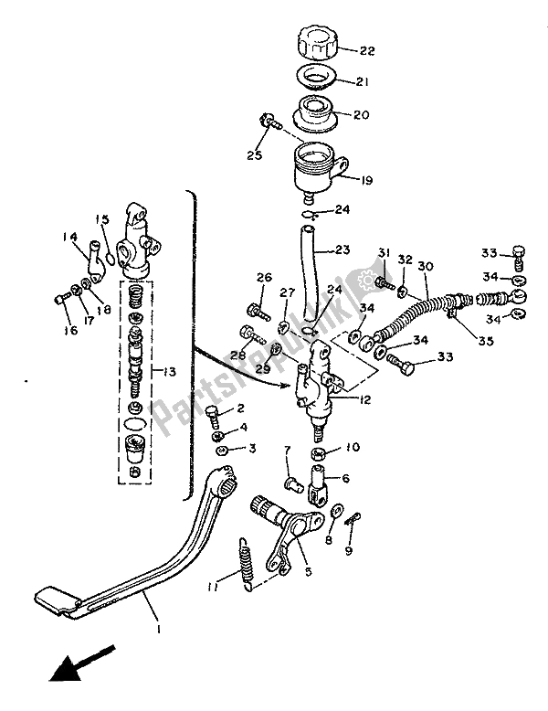 Toutes les pièces pour le Maître-cylindre Arrière du Yamaha XJ 900 1986