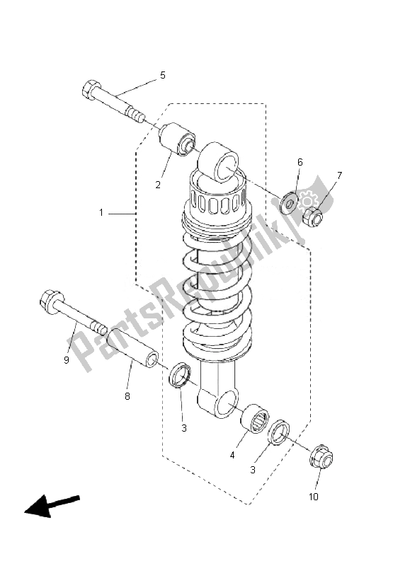 Toutes les pièces pour le Suspension Arrière du Yamaha FZ6 Nahg 600 2007