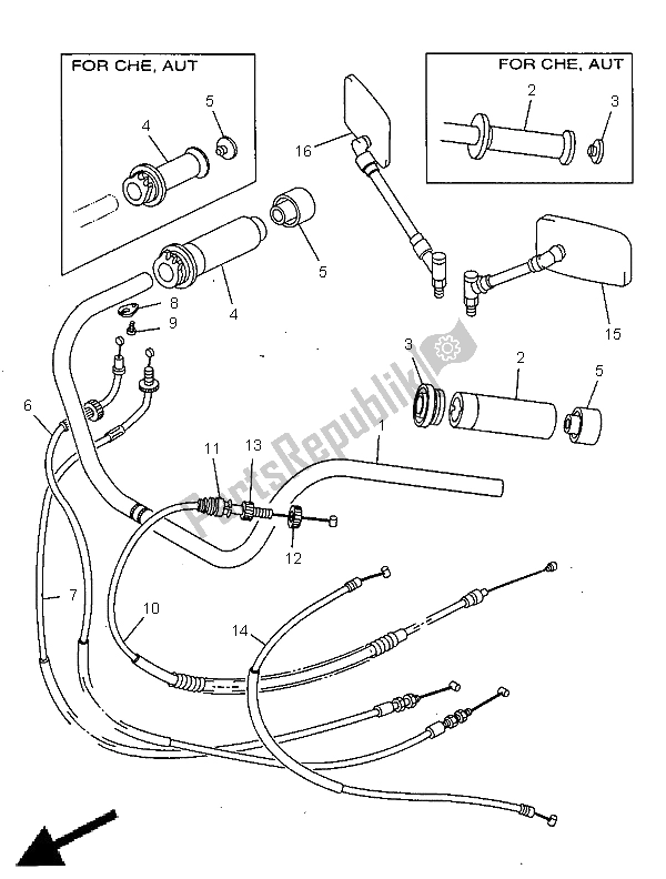 Toutes les pièces pour le Poignée Et Câble De Direction du Yamaha XV 1100 Virago 1998