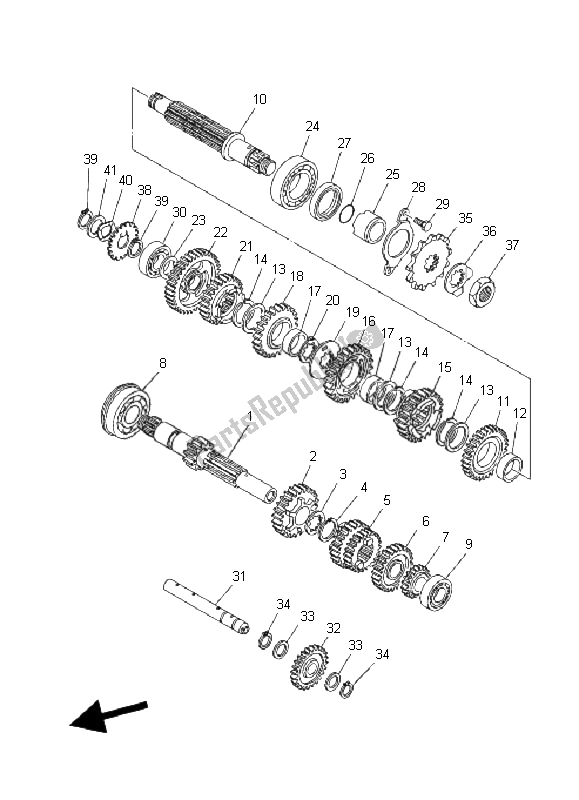 All parts for the Transmission of the Yamaha YFM 660R 2005