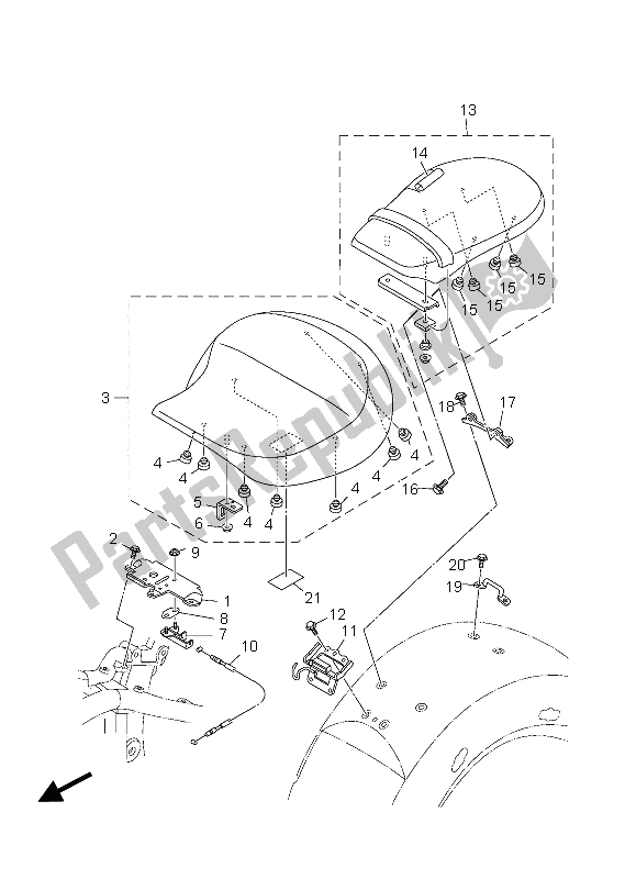 All parts for the Seat of the Yamaha XV 1900A 2012