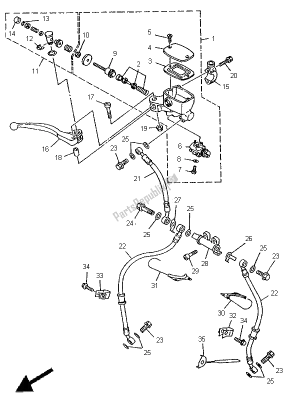 All parts for the Front Master Cylinder of the Yamaha TDM 850 1995