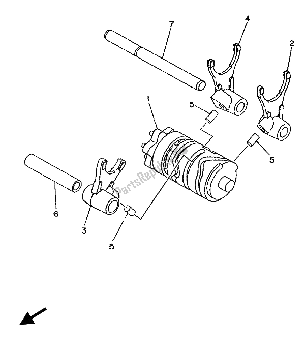 Alle onderdelen voor de Schakelnok & Vork van de Yamaha YZ 80 LC 1993