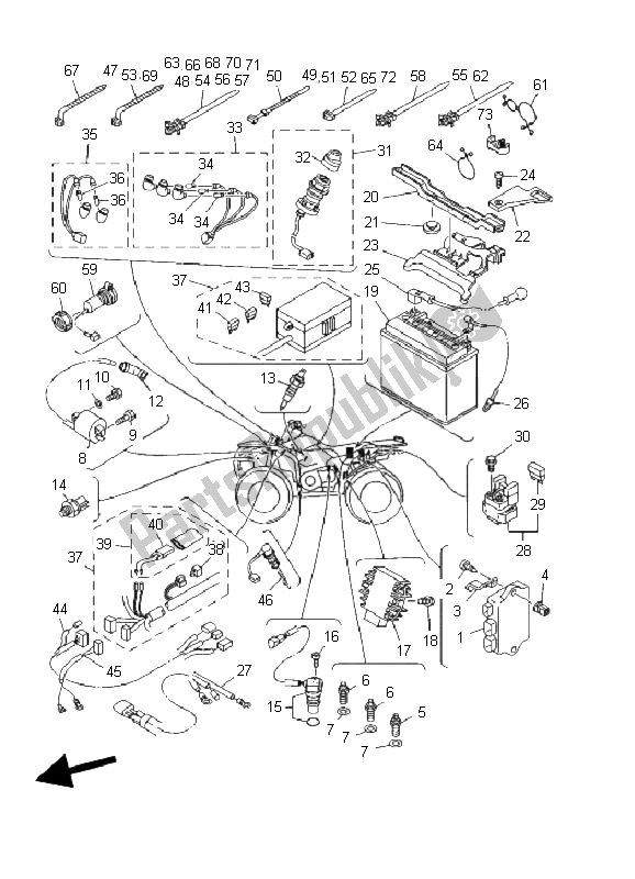 Toutes les pièces pour le électrique 1 du Yamaha YFM 400 FW Kodiak Manual 2002
