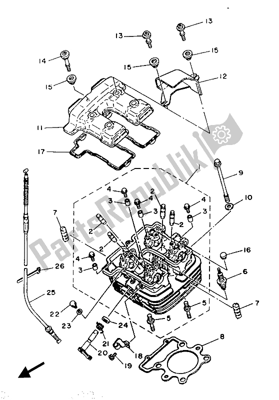 Todas las partes para Cabeza De Cilindro de Yamaha XT 350 1987