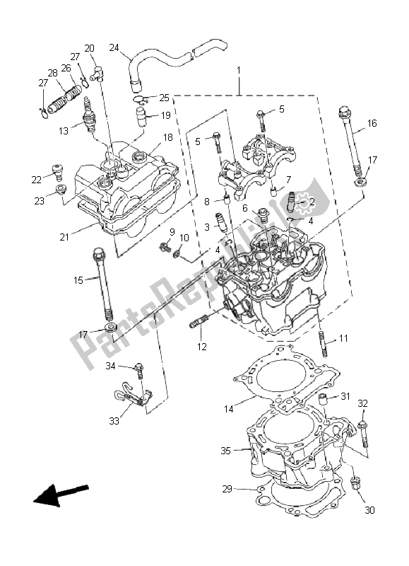 Alle onderdelen voor de Cilinder van de Yamaha YFZ 450 2007